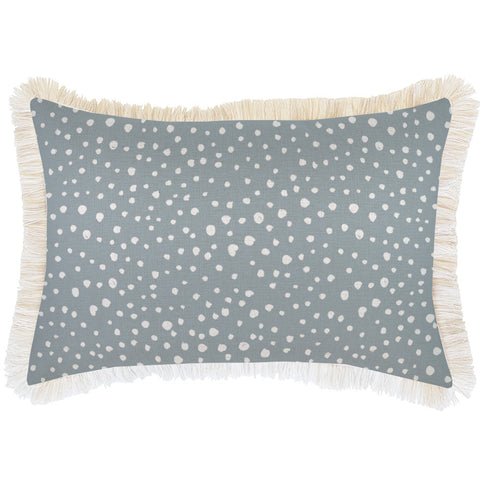 Cushion Cover-Coastal Fringe Natural-Side Stripe Peach-35cm x 50cm