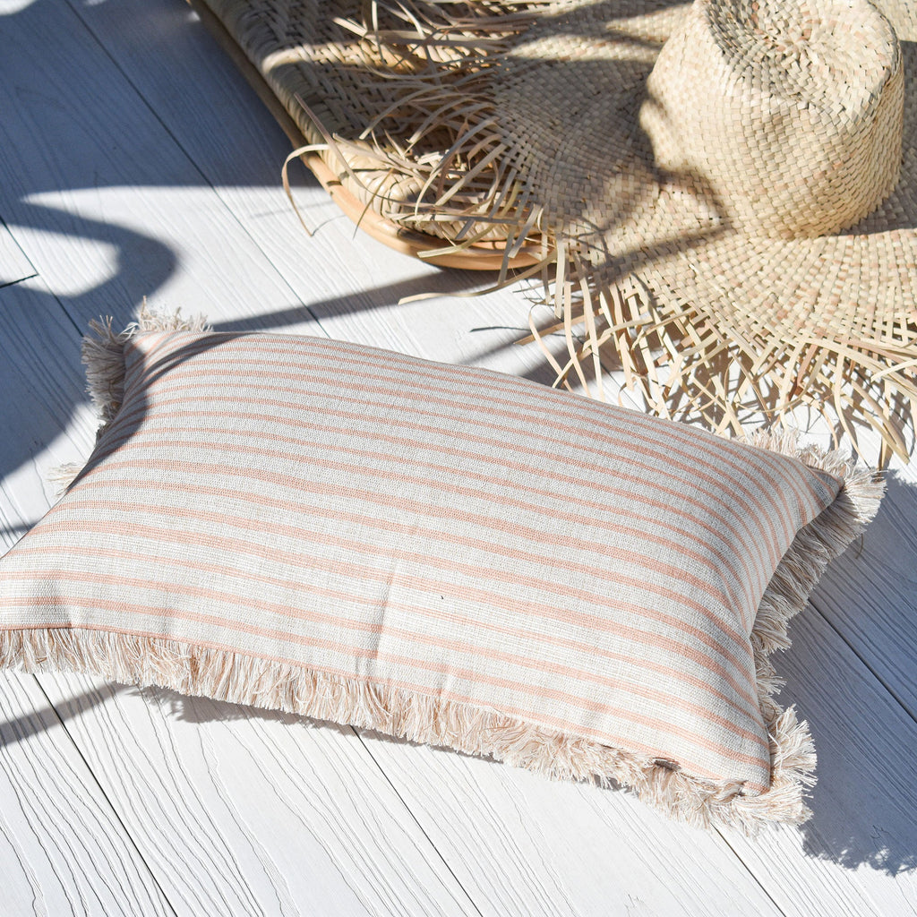 Cushion Cover Coastal Fringe Paint Stripes Blush 35cm x 50cmVP20  Lifestyle 3