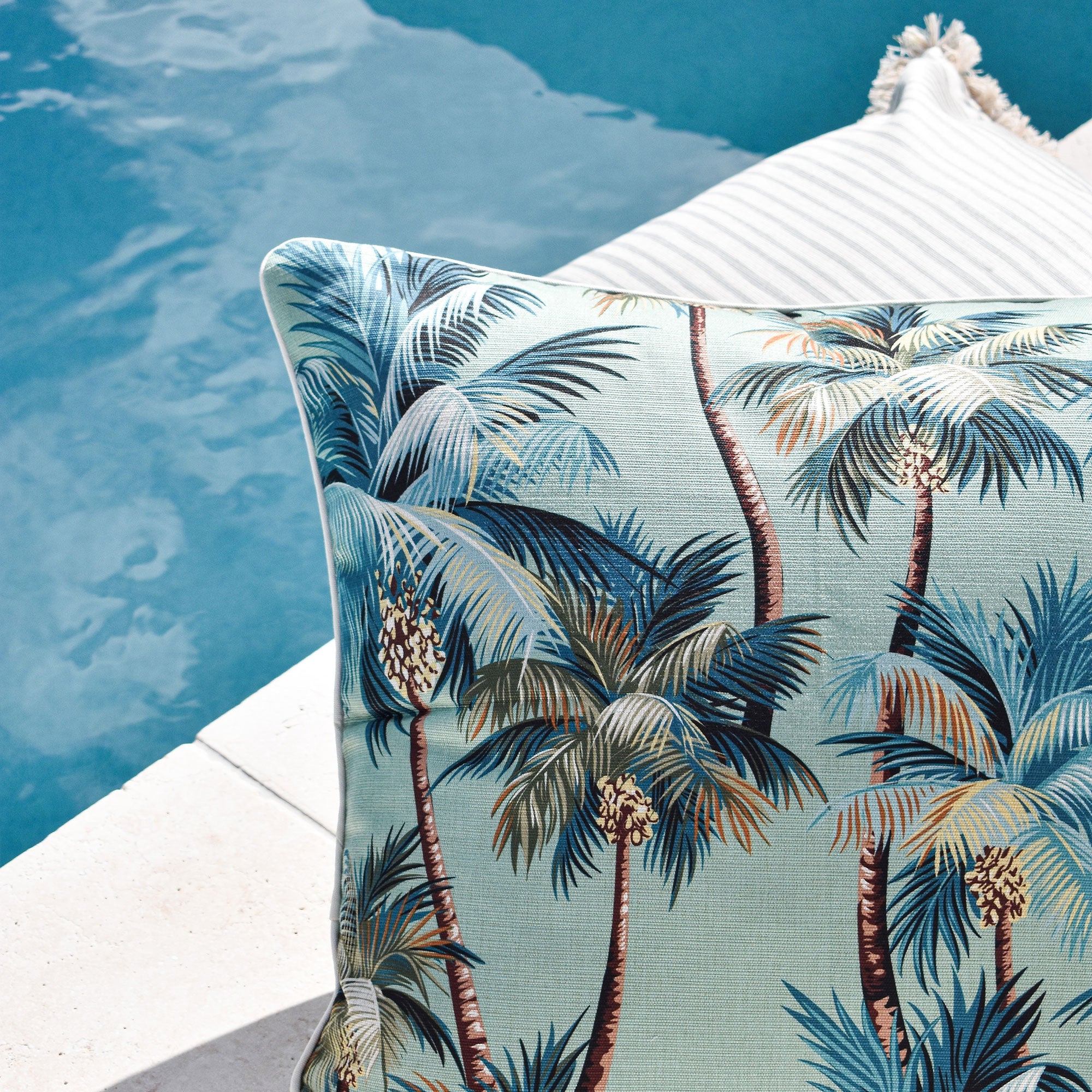 Cushion Cover Coastal Fringe Paint Stripes Smoke 60cm x 60cmVP20  Lifestyle 3
