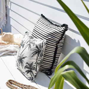 Cushion Cover Coastal Fringe Black Paint Stripes 60cm x 60cmVP20  Lifestyle 2