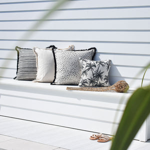 Cushion Cover Coastal Fringe Black Paint Stripes 60cm x 60cmVP20  Lifestyle 4