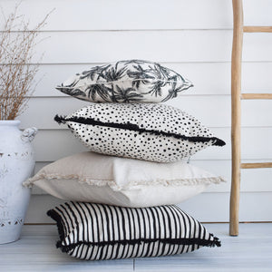Cushion Cover Coastal Fringe Black Paint Stripes 60cm x 60cmVP20  Lifestyle 5