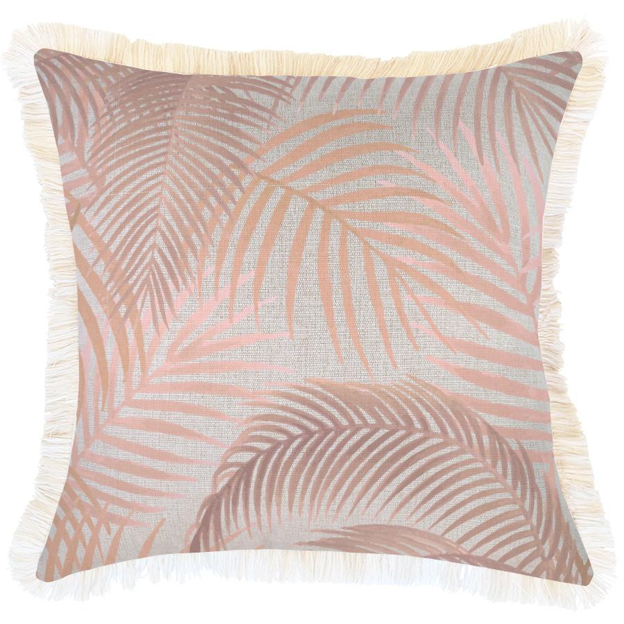 Cushion Cover-Coastal Fringe Natural-Seminyak Blush-45cm x 45cm