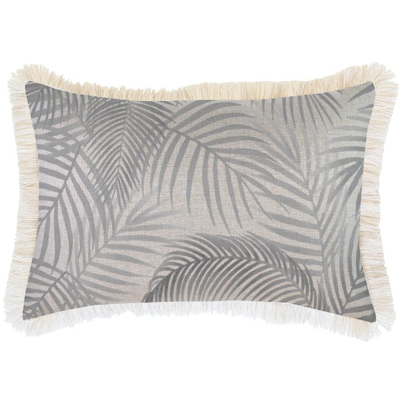 Cushion Cover-Coastal Fringe Natural-Seminyak Smoke-35cm x 50cm