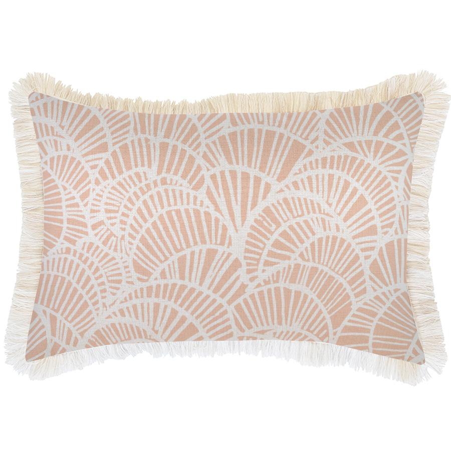 Cushion Cover-Coastal Fringe Natural-Positano Blush-35cm x 50cm