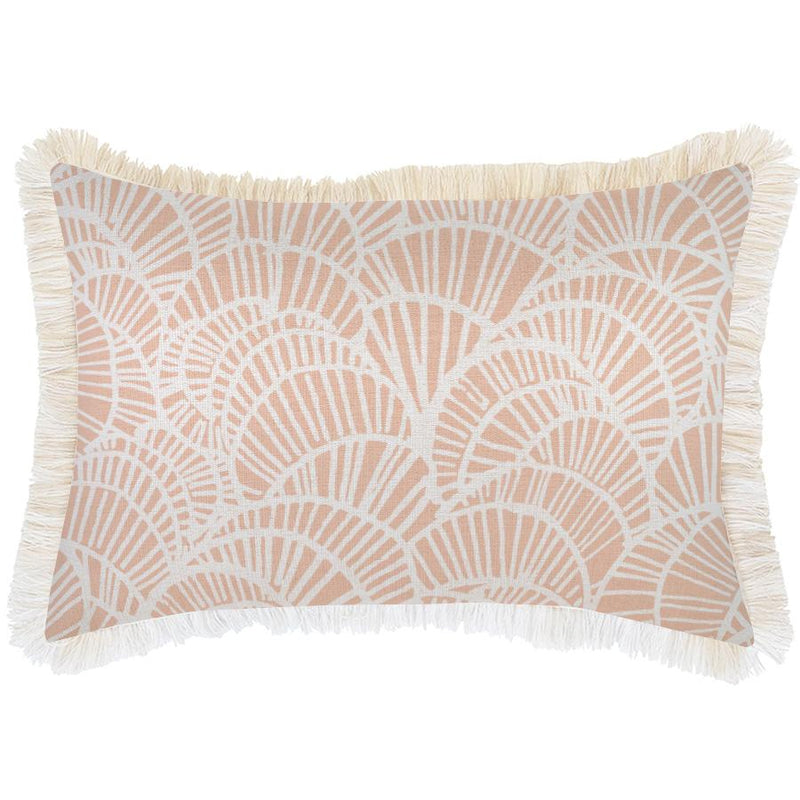 Cushion Cover-Coastal Fringe Natural-Positano Blush-35cm x 50cm