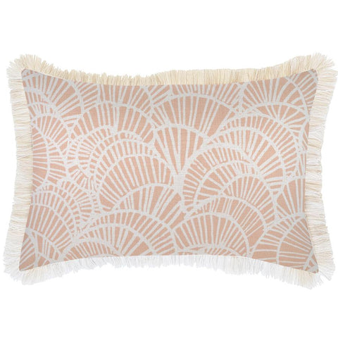 Cushion Cover-Coastal Fringe-Paint Stripes Blush-45cm x 45cm