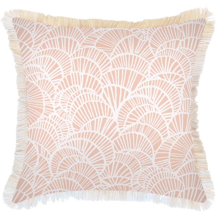 Cushion Cover-Coastal Fringe Natural-Positano Blush-60cm x 60cm