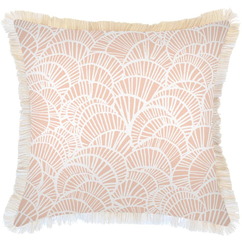 Cushion Cover-Coastal Fringe Natural-Positano Blush-60cm x 60cm