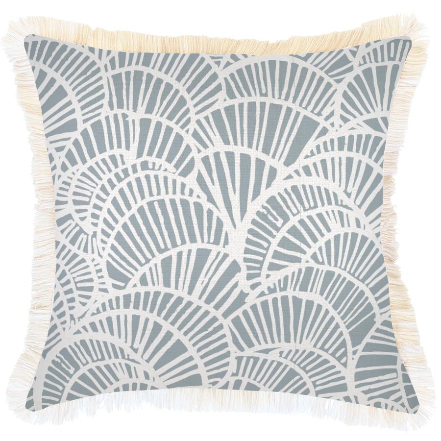 Cushion Cover-Coastal Fringe Natural-Positano Smoke-45cm x 45cm