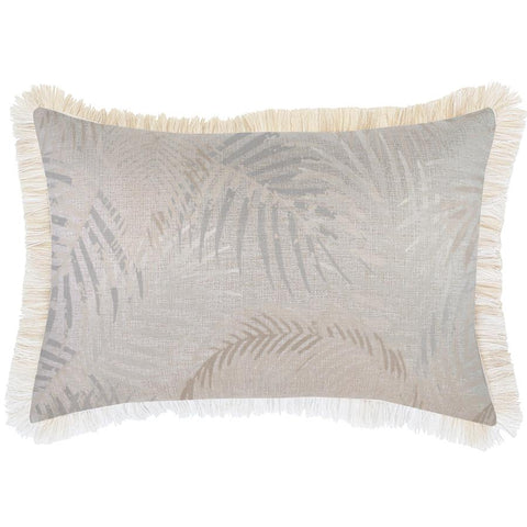 Cushion Cover-Coastal Fringe Black-Solid Natural-60cm x 60cm