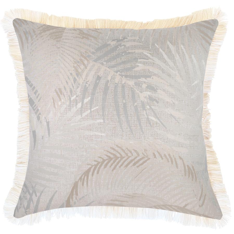 Cushion Cover-Coastal Fringe Natural-Seminyak Biscuit-45cm x 45cm