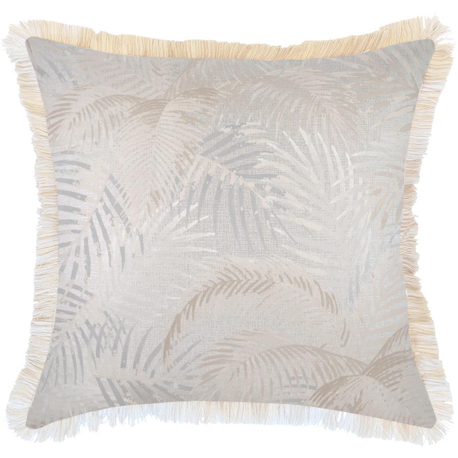 Cushion Cover-Coastal Fringe Natural-Seminyak Biscuit-60cm x 60cm