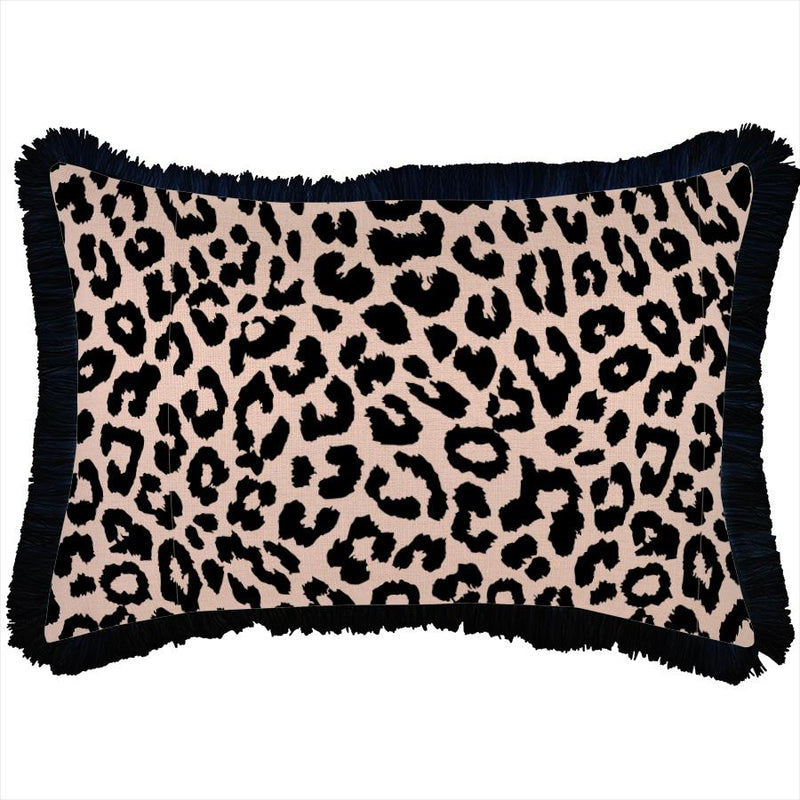 Cushion Cover-Coastal Fringe Black-Jungle Peach-35cm x 50cm