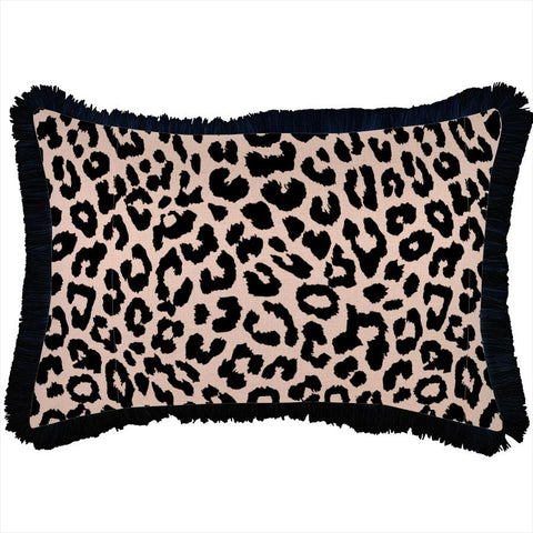 Cushion Cover-Coastal Fringe Black-Jungle Peach-45cm x 45cm