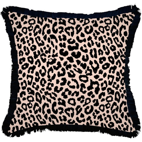 Cushion Cover-Coastal Fringe Black-Jungle Peach-45cm x 45cm