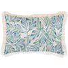Cushion Cover-Coastal Fringe Natural-Hampton Stripe Seafoam-35cm x 50cm
