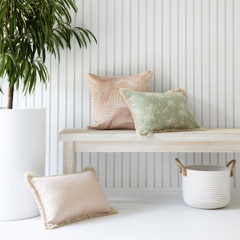 Cushion Cover-Coastal Fringe Natural-Zig Zag Blush-35cm x 50cm