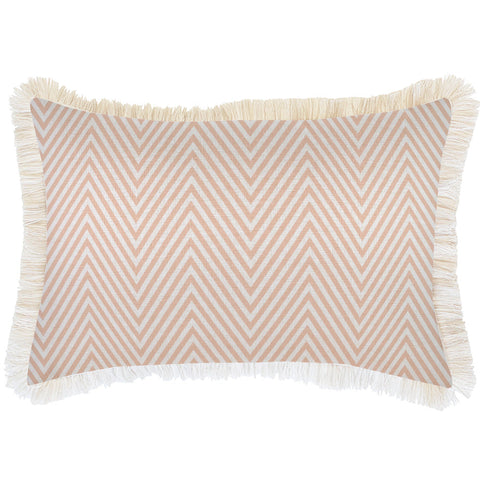 Cushion Cover-Coastal Fringe Natural-Seminyak Blush-60cm x 60cm