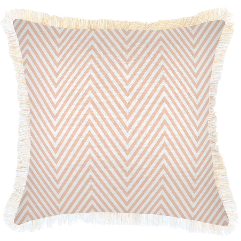 Cushion Cover-Coastal Fringe Natural-Zig Zag Blush-45cm x 45cm