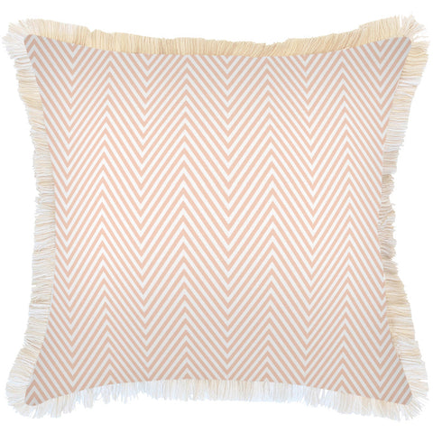 Cushion Cover-Coastal Fringe Natural-Zig Zag Blush-35cm x 50cm