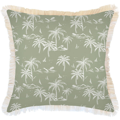 Cushion Cover-Coastal Fringe-Rainforest Sage-45cm x 45cm
