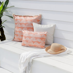 Cushion Cover-Coastal Fringe- Rainbows-Clay-60cm x 60cm