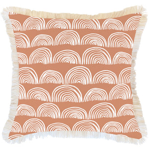 Cushion Cover-Coastal Fringe- Rainbows-Clay-60cm x 60cm