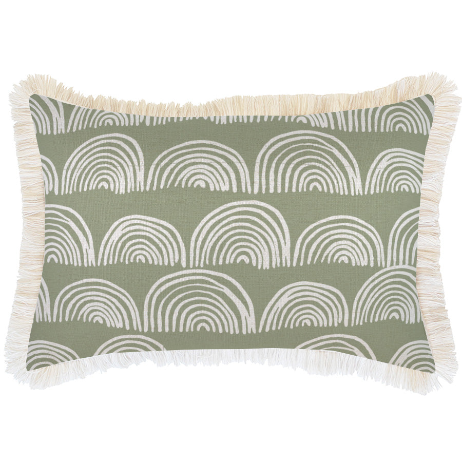 Cushion Cover-Coastal Fringe-Rainbows-Sage-35cm x 50cm