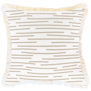 Cushion Cover-Coastal Fringe-Earth-Lines-Beige-45cm x 45cm