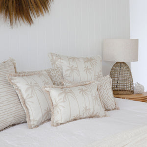 Cushion Cover-Coastal Fringe-Earth-Lines-Beige-60cm x 60cm