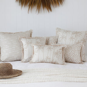 Cushion Cover-Coastal Fringe-Earth-Lines-Beige-60cm x 60cm