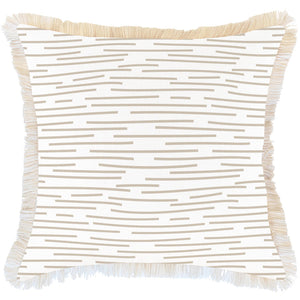 Cushion Cover-Coastal Fringe-Earth-Lines-Beige-60cm x 60cm