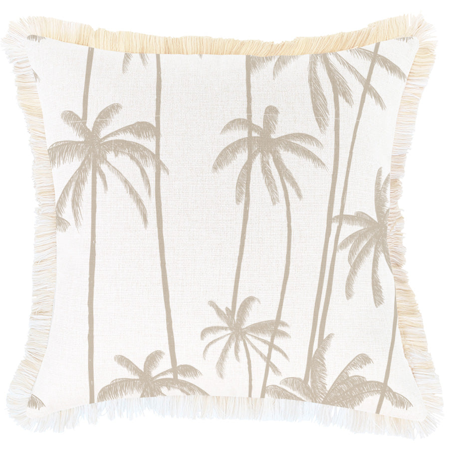 Cushion Cover-Coastal Fringe-Tall-Palms-Beige-45cm x 45cm