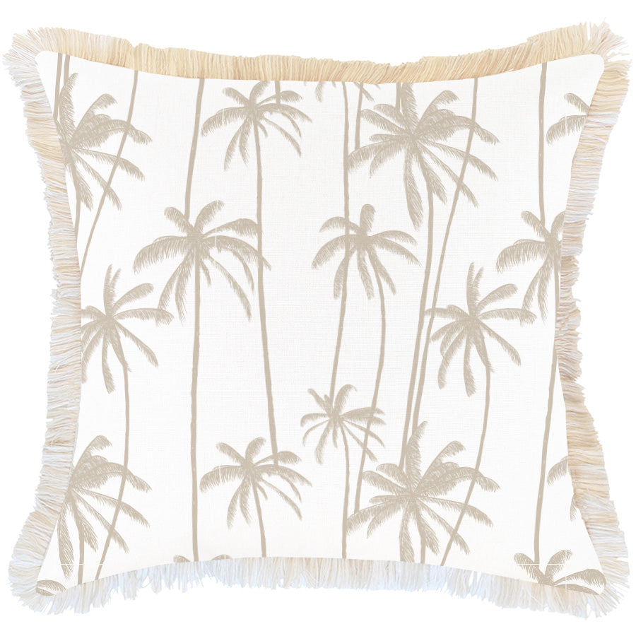 Cushion Cover-Coastal Fringe-Tall-Palms-Beige-60cm x 60cm