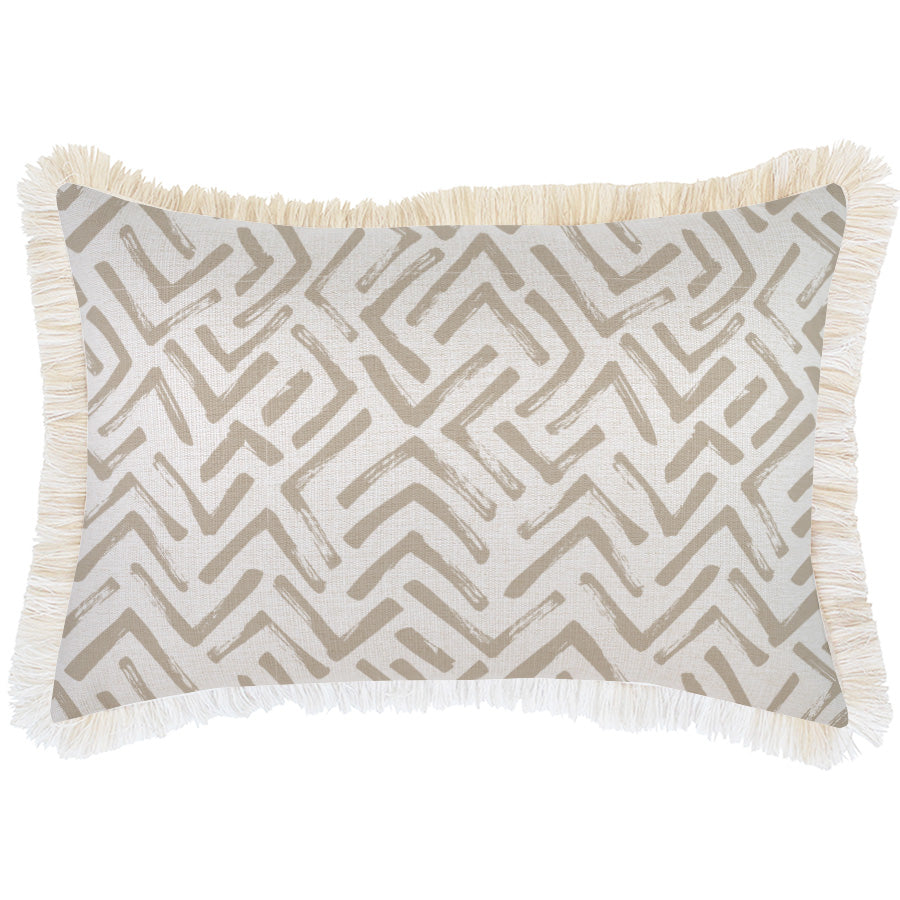 Cushion Cover-Coastal Fringe-Tribal-Beige-35cm x 50cm