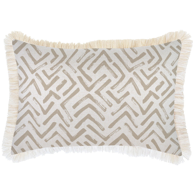 Cushion Cover-Coastal Fringe-Tribal-Beige-35cm x 50cm