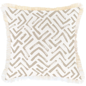 Cushion Cover-Coastal Fringe-Tribal-Beige-45cm x 45cm