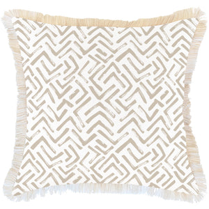 Cushion Cover-Coastal Fringe-Tribal-Beige-60cm x 60cm