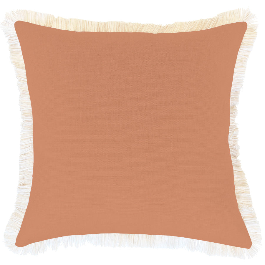 Cushion Cover-Coastal Fringe-Solid-Clay-45cm x 45cm