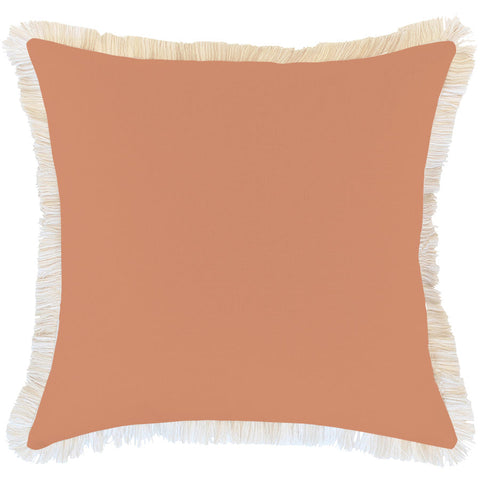 Cushion Cover-Coastal Fringe-Solid-Clay-35cm x 50cm
