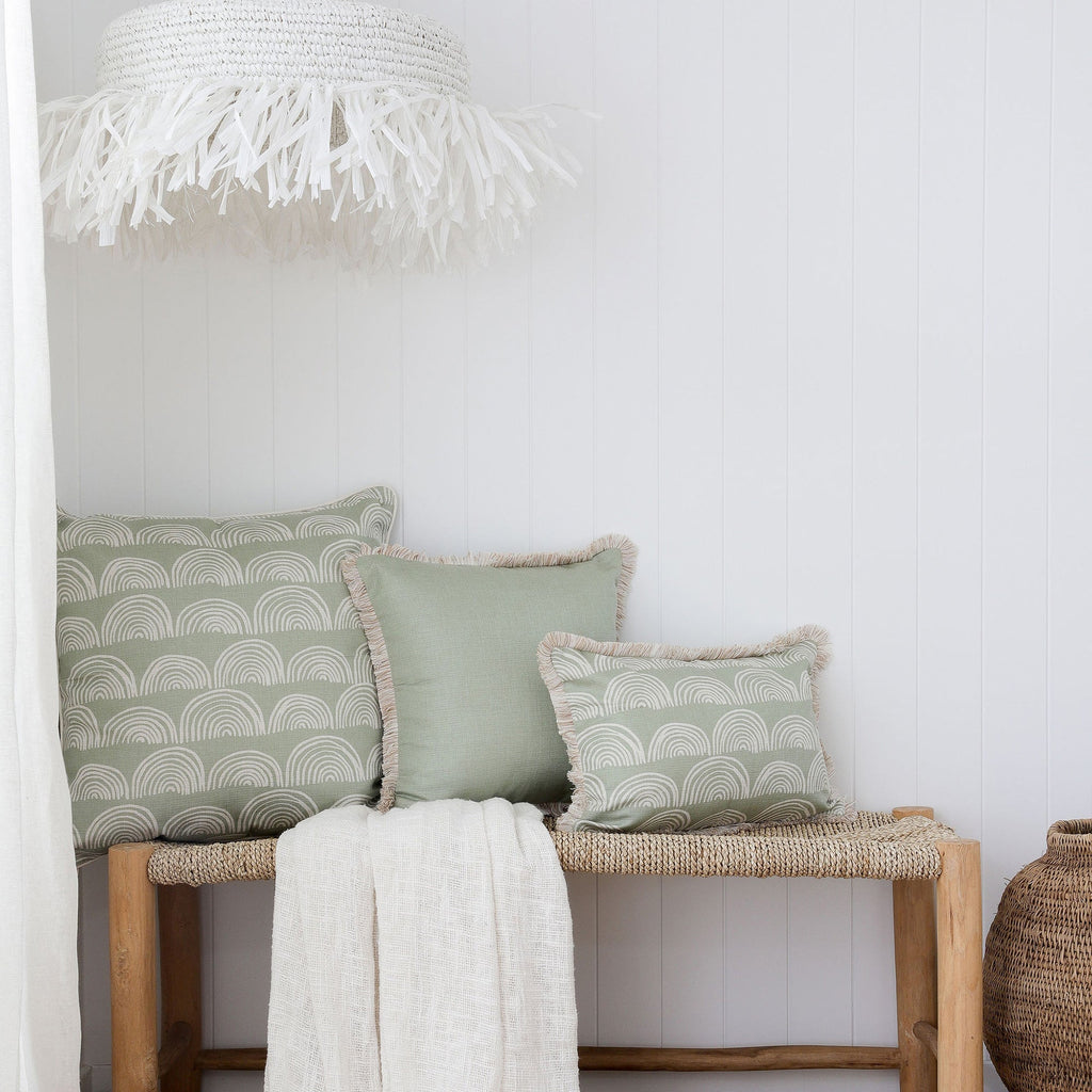 Cushion Cover-Coastal Fringe-Solid-Sage-45cm x 45cm