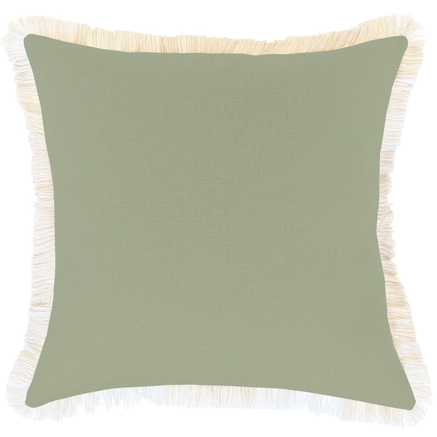 Cushion Cover-Coastal Fringe-Solid-Sage-45cm x 45cm