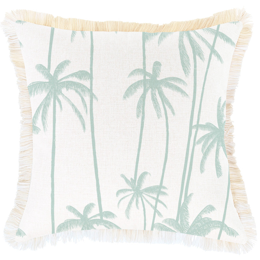 Cushion Cover-Coastal Fringe-Tall-Palms-Mint-45cm x 45cm