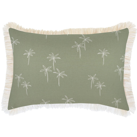 Cushion Cover-Coastal Fringe Natural-Rainforest Sage-35cm x 50cm