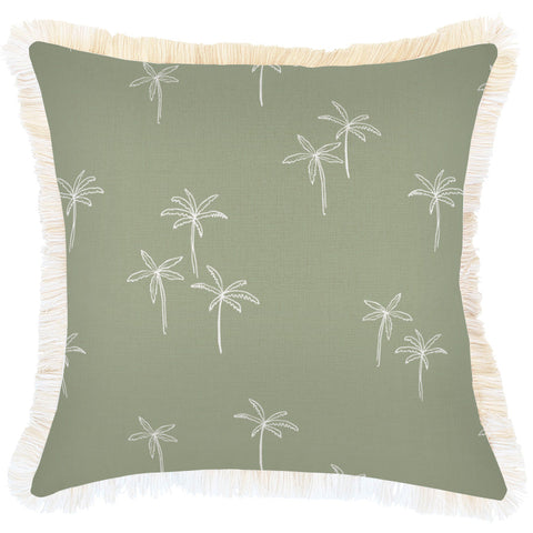 Cushion Cover-Coastal Fringe-Palm Tree Paradise Natural-60cm x 60cm