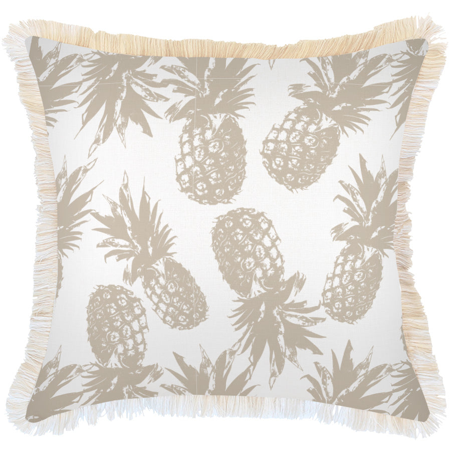 Cushion Cover-Coastal Fringe-Pineapples Beige-60cm x 60cm