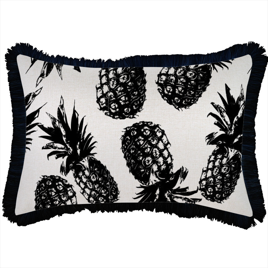 Cushion Cover-Coastal Fringe Black-Pineapples Black-35cm x 50cm
