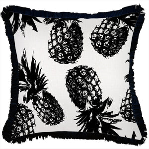 Cushion Cover-Coastal Fringe Black-Pineapples Black-45cm x 45cm