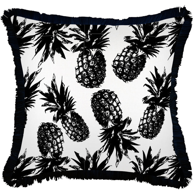 Cushion Cover-Coastal Fringe Black-Pineapples Black-60cm x 60cm